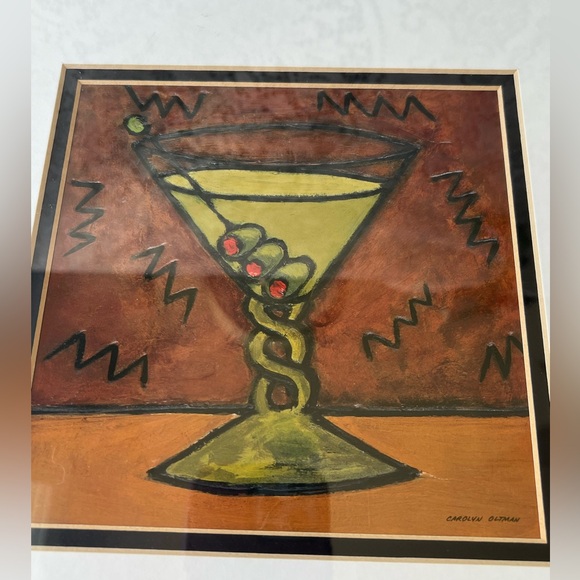 Martini glass print by Carolyn Oltman matted and framed art 11 by 11 inches - Picture 8 of 12
